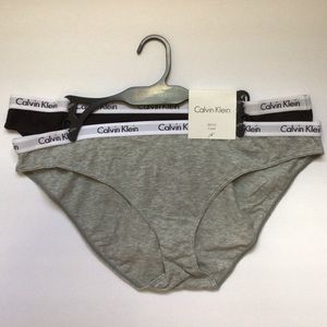 Womens NWT Calvin Klein Carousel Bikini Brief Underwear Set Black Gray XL